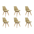 Kit 6 Cadeiras Charles Eames Leda Luisa Saarinen Design Wood