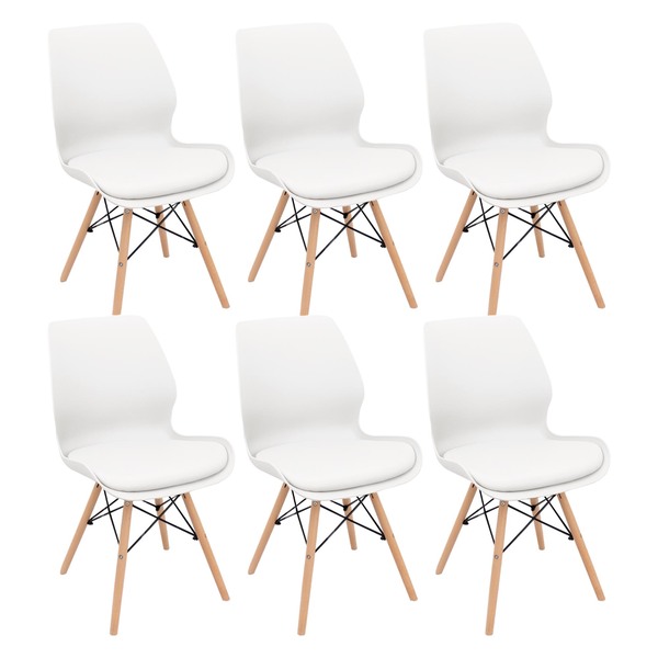 Kit 6 Cadeiras Charles Eames Rubi Sili Eiffel - Branco