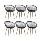 Kit 6 Cadeiras Clarice Nest Wood Com Apoio De Braço - Preto