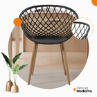 Kit 6 Cadeiras Clarice Nest Wood Com Apoio De Braço - Preto