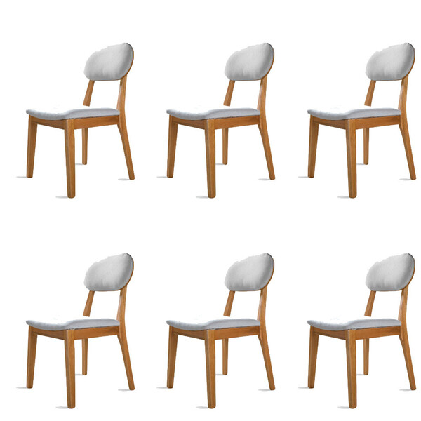 Kit 6 Cadeiras Dalia Madeira Maciça Tauari E Linho Prata