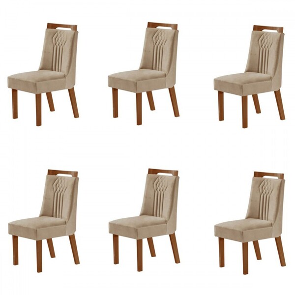 Kit 6 Cadeiras Dallas Premio/creme - Lj Móveis