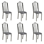 Kit 6 Cadeiras De Cozinha Alasca Estampado Preto Listrado Pés