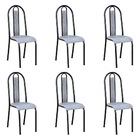 Kit 6 Cadeiras De Cozinha Arizona Estampado Linho Prata Pés D