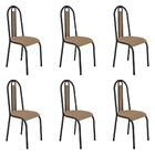 Kit 6 Cadeiras De Cozinha Arizona Estampado Rattan Bege Pés D