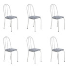 Kit 6 Cadeiras De Cozinha Califórnia Estampado Preto Listrado