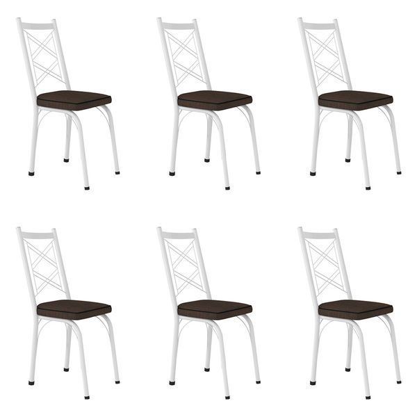 Kit 6 Cadeiras De Cozinha Delaware Estampado Imbuia Pés De Fe