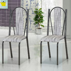 Kit 6 Cadeiras De Cozinha Geórgia Estampado Linho Prata Pés D