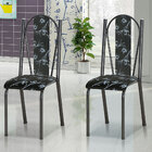 Kit 6 Cadeiras De Cozinha Geórgia Estampado Preto Florido Pés