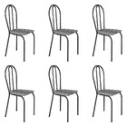 Kit 6 Cadeiras De Cozinha Texas Estampado Listrado Pés De Fer