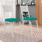 Kit 6 Cadeiras De Cozinha Virginia Corino Azul Turquesa Pés D