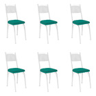 Kit 6 Cadeiras De Cozinha Virginia Corino Azul Turquesa Pés D