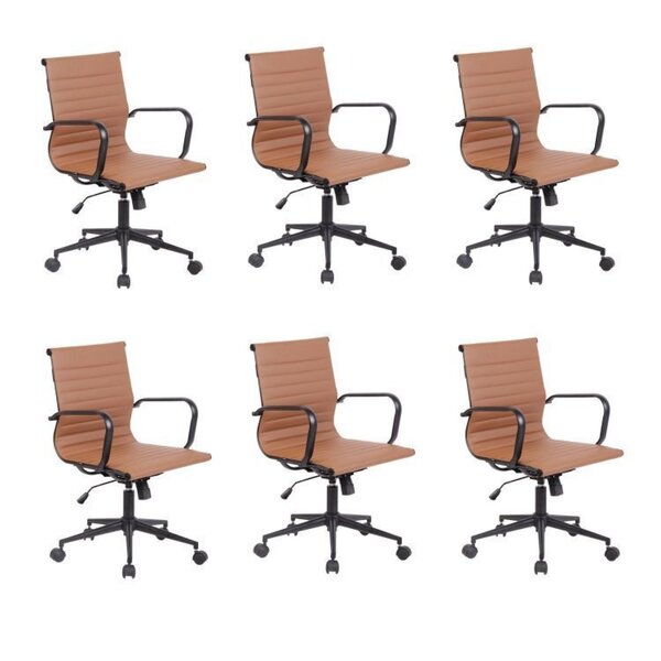Kit 6 Cadeiras De Escritório Diretor Esteirinha Em Corino Sev