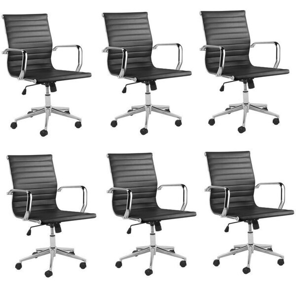 Kit 6 Cadeiras De Escritório Diretor Esteirinha Em Corino Sev