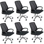 Kit 6 Cadeiras De Escritório Diretor Tela Mesh Cádis Preto