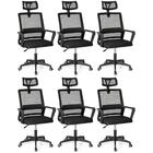 Kit 6 Cadeiras De Escritório Giratória Executiva Pro Com Regu