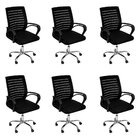 Kit 6 Cadeiras De Escritório Giratória Viena Preto