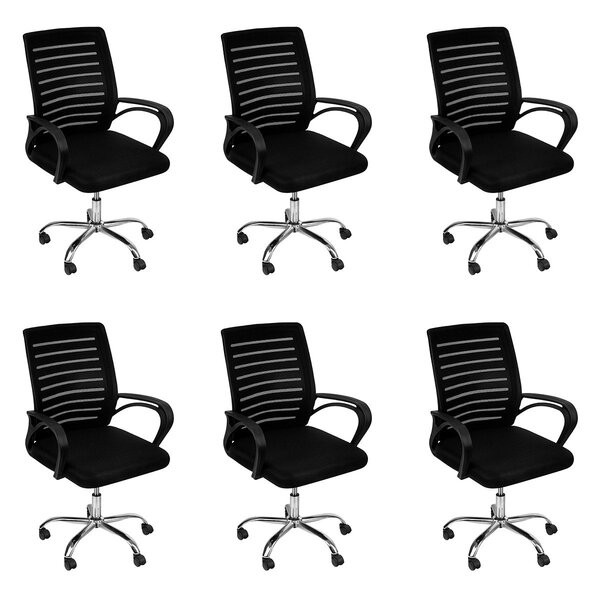 Kit 6 Cadeiras De Escritório Giratória Viena Preto
