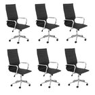 Kit 6 Cadeiras De Escritório Presidente Esteirinha Em Corino