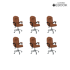 Kit 6 Cadeiras De Escritório Presidente Reclinável Ajustável