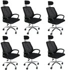 Kit 6 Cadeiras De Escritório Presidente Tela Mesh Cádis Preto