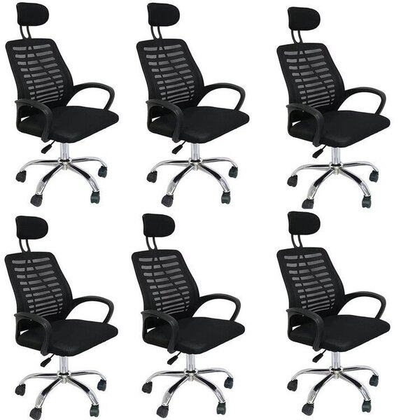 Kit 6 Cadeiras De Escritório Presidente Tela Mesh Cádis Preto