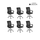 Kit 6 Cadeiras De Escritório Secretaria Diretor Roma Ergonômi