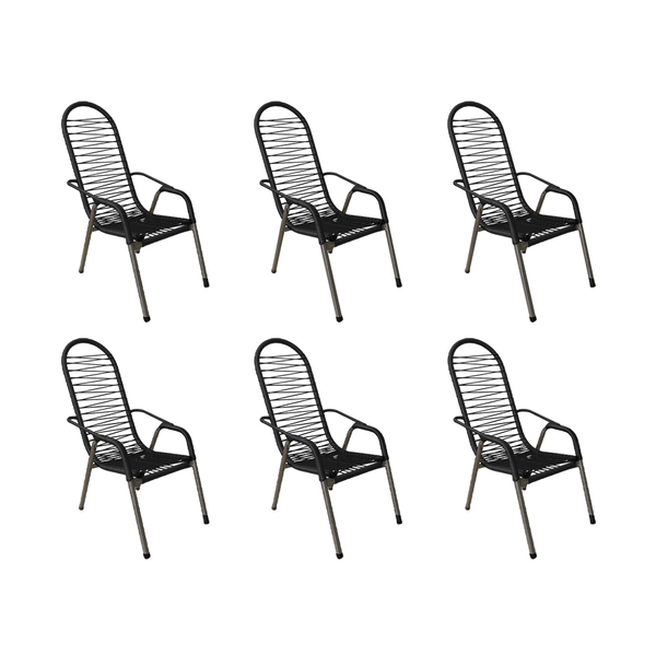 Kit 6 Cadeiras De Fio Para Varanda Area Externa Luxo Adulto P