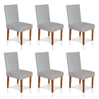 Kit 6 Cadeiras De Jantar Cannes Suede Pés Castanho - Pallazio