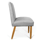 Kit 6 Cadeiras De Jantar Carol Suede Cinza Pés Palito Castanh