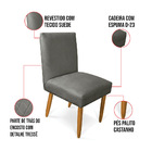 Kit 6 Cadeiras De Jantar Carol Suede Grafite Pés Palito Casta