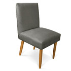 Kit 6 Cadeiras De Jantar Carol Suede Grafite Pés Palito Casta