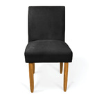Kit 6 Cadeiras De Jantar Carol Suede Preto Pés Palito Castanh