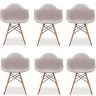 Kit 6 Cadeiras De Jantar Charles Eames Wood Daw Braço Fendi