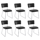 Kit 6 Cadeiras De Jantar Decorativa Base Aço Preto Luigi Pu P