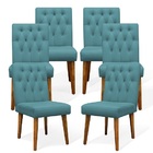 Kit 6 Cadeiras De Jantar Decorativa Gabi Suede Azul Turquesa