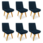 Kit 6 Cadeiras De Jantar Eames Estofada Suede Azul Marinho -