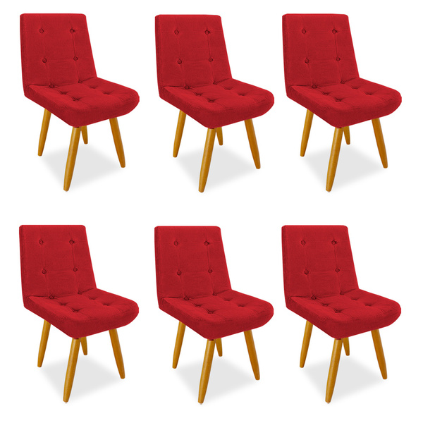 Kit 6 Cadeiras De Jantar Eames Estofada Suede Vermelho - Mont