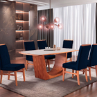 Kit 6 Cadeiras De Jantar Estofada Azul Em Veludo Kloten