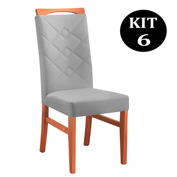 Kit 6 Cadeiras De Jantar Estofada Cinza Em Veludo Almere