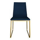 Kit 6 Cadeiras De Jantar Estofada Lille Base Gold Veludo Azul