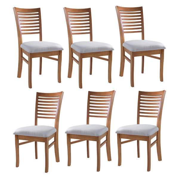 Kit 6 Cadeiras De Jantar Estofada Milão 45 X 95 Cm Madeira Ma