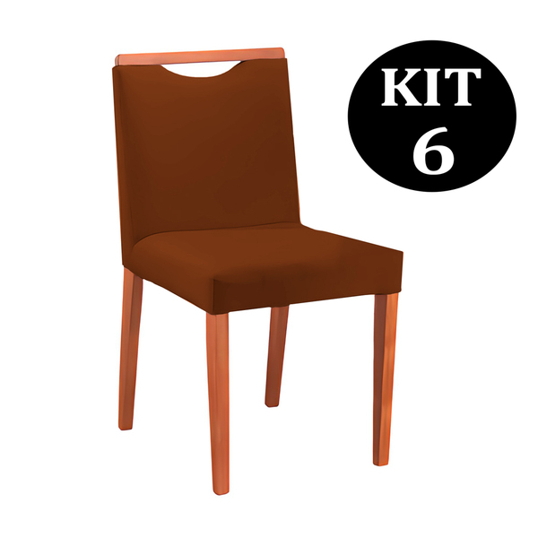 Kit 6 Cadeiras De Jantar Estofada Ocre Em Veludo Edam
