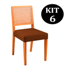 Kit 6 Cadeiras De Jantar Estofada Ocre Em Veludo Ekran