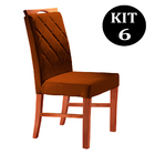 Kit 6 Cadeiras De Jantar Estofada Ocre Em Veludo Kare