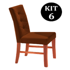 Kit 6 Cadeiras De Jantar Estofada Ocre Em Veludo Sirt
