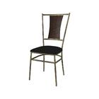 Kit 6 Cadeiras De Jantar Estofada Preta Em Aço Ouro Envelheci