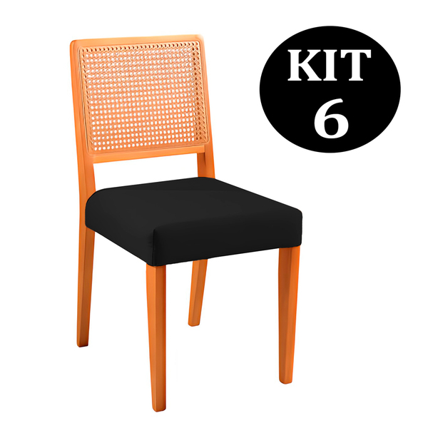 Kit 6 Cadeiras De Jantar Estofada Preto Em Veludo Ekran