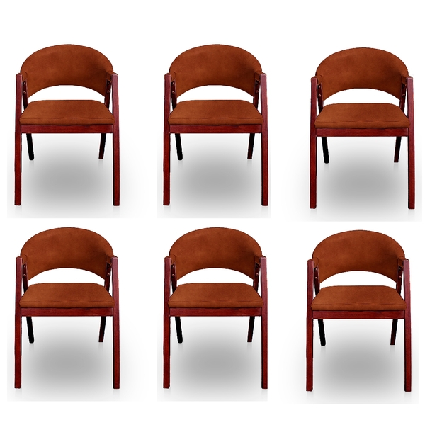 Kit 6 Cadeiras De Jantar Estofada Tecido Facto Madeira Maciça