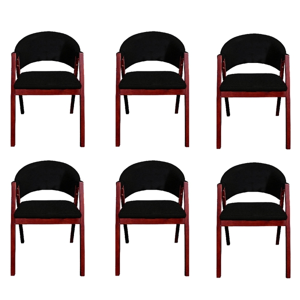 Kit 6 Cadeiras De Jantar Estofada Tecido Facto Madeira Maciça